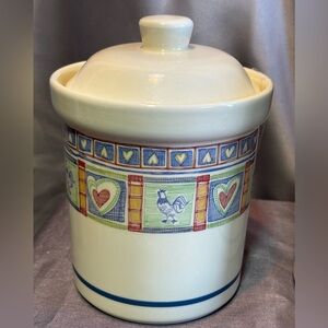 Treasure Craft USA Ceramic Americana Quilt Crock Rooster Canister Pre-owne